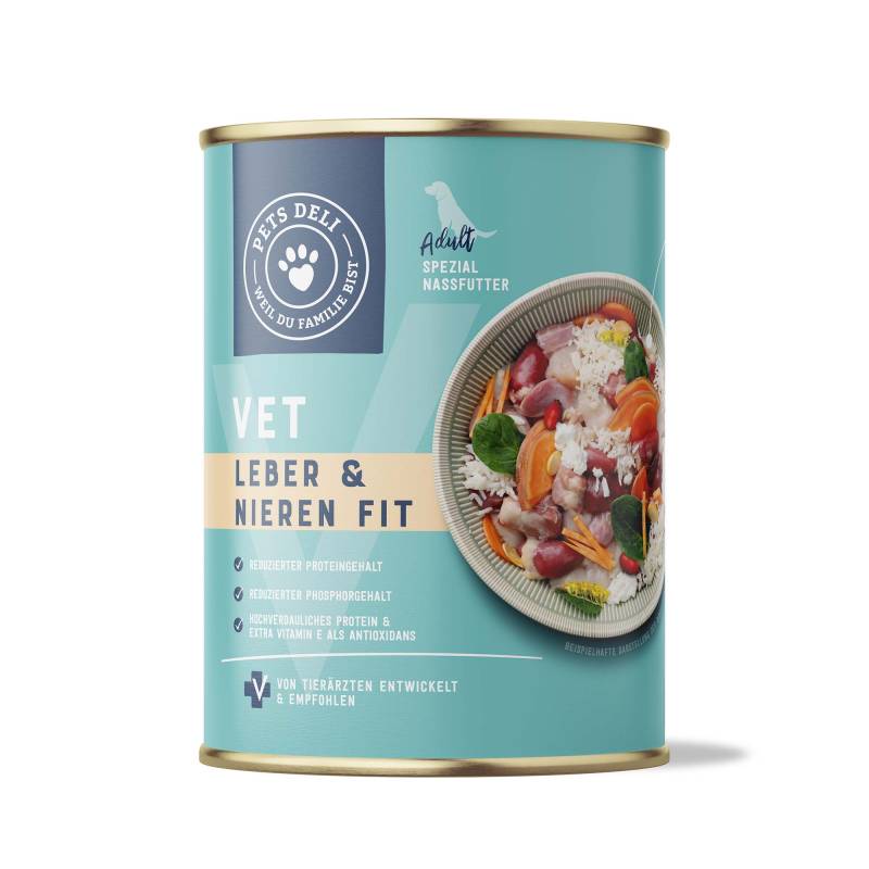 Nassfutter VET Nieren & Leber Fit für Hunde - 400g / Einzeldose von Pets Deli