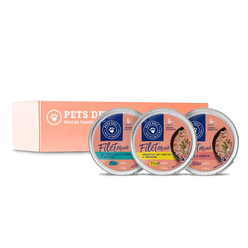 Nassfutter Vorratspaket Filet Menü für Katzen - 36x85g von Pets Deli