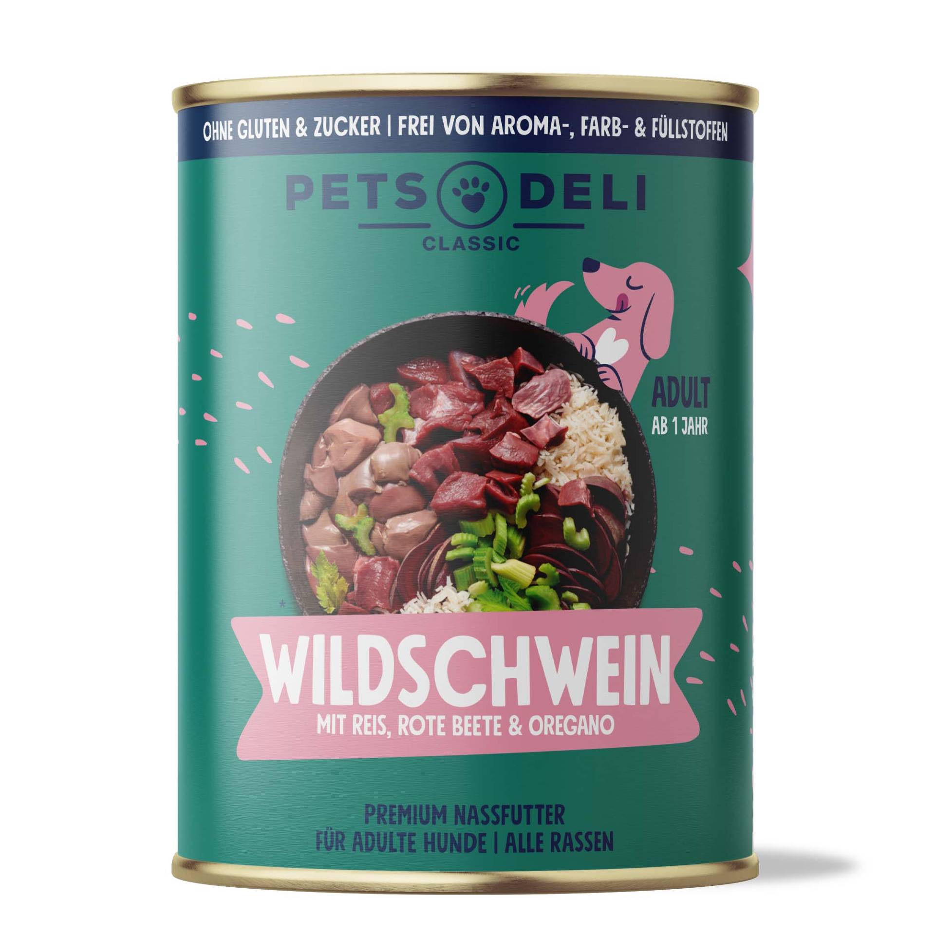 Nassfutter Wildschwein für Hunde - 800g / 6er Pack ✓ getreidefrei & zuckerfrei ✓ Adult von Pets Deli von Pets Deli