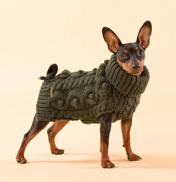 PAIKKA Pullover "Handmade Knit" für Hunde - Green / 20 von Pets Deli