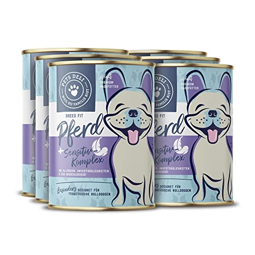 Pets Deli Breed Fit Sensitiv Nassfutter für Hunde mit Pferd, Süßkartoffel und Nachtkerzenöl ohne Zucker und Gluten 6x400g von Pets Deli