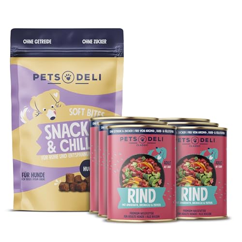 Pets Deli Bundle für Hunde mit Nassfutter Rind und Snack & Chill Snacks 2700g von Pets Deli