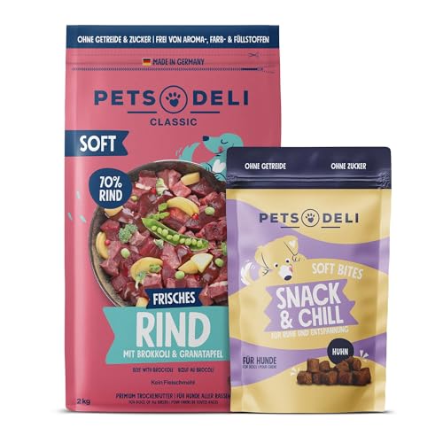 Pets Deli Bundle für Hunde mit Soft Trockenfutter Rind und Snack & Chill Snacks 2300g von Pets Deli