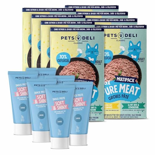 Pets Deli Bundle für Katzen mit Pure Meat Nassfutter Multipack und Soft and Shiny Snack Paste 960g von Pets Deli