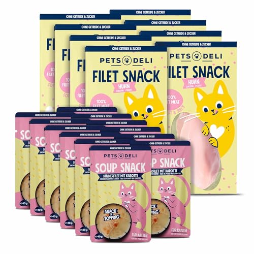 Pets Deli Bundle für Katzen mit Suppensnack und Filetsnack in der Sorte Huhn 780g von Pets Deli