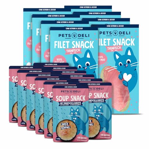 Pets Deli Bundle für Katzen mit Suppensnack und Filetsnack in der Sorte Thunfisch 780g von Pets Deli