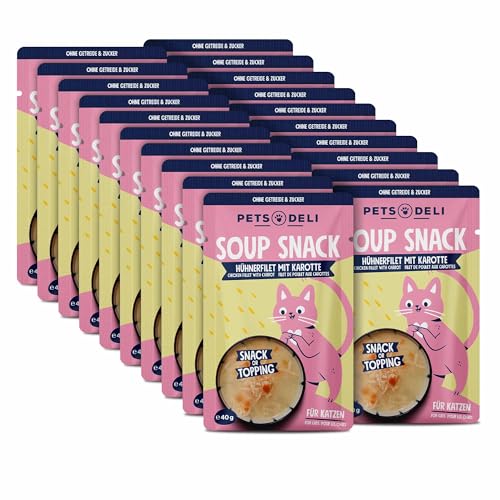 Pets Deli Huhn Suppensnack Vorteilspack für Katzen ohne Zucker und Gluten 20x40g von Pets Deli