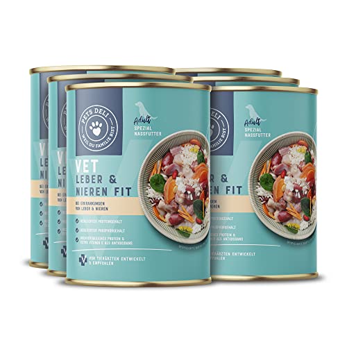 Pets Deli Leber & Nieren Diät Nassfutter für Hunde mit Huhn, Reis und Süßkartoffel ohne Zucker und Gluten 6 x 400g von Pets Deli