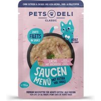 Pets Deli Nassfutter Katze Adult Saucen Menü Lachs mit Brokkoli 12x70 g von Pets Deli