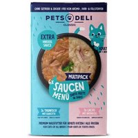 Pets Deli Nassfutter Katze Adult Saucen Menü Multipack Lachs, Thunfisch 6x70g von Pets Deli