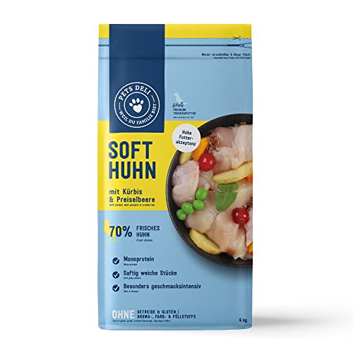 Pets Deli Soft Trockenfutter für Hunde mit Huhn, Kürbis & Preiselbeere ohne Zucker und Gluten 6kg von Pets Deli