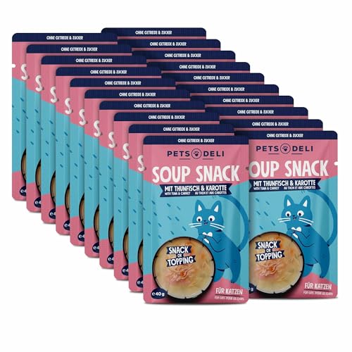 Pets Deli Thunfisch Suppensnack Vorteilspack für Katzen ohne Zucker und Gluten 20x40g von Pets Deli