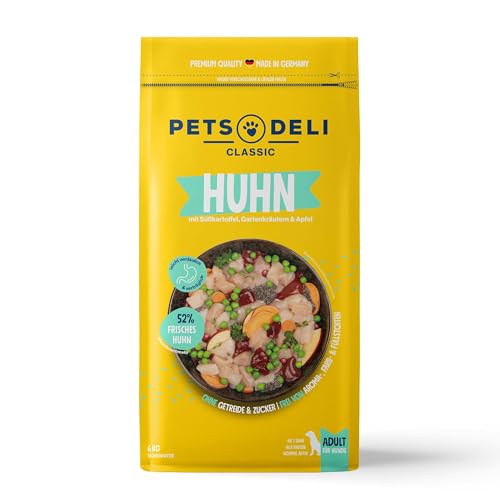 Pets Deli Trockenfutter für Hunde Huhn mit Süßkartoffel, Gartenkräutern und Apfel - ohne Zucker und Gluten, 2kg von Pets Deli