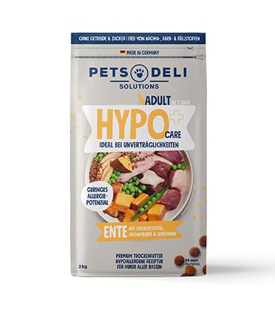 Pets Deli Trockenfutter für Hunde Hypocare Ente mit Süßkartoffel, Aroniabeere & Leinsamen - ohne Zucker und Gluten, 2kg von Pets Deli