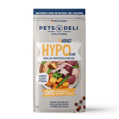 Pets Deli Trockenfutter für Hunde Hypocare Ente mit Süßkartoffel, Aroniabeere & Leinsamen - ohne Zucker und Gluten, 6kg von Pets Deli