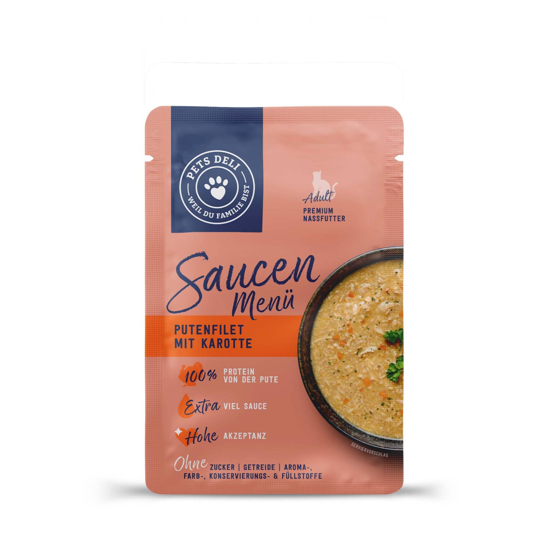 Nassfutter Saucen Menü Putenfilet für Katzen - 70g / 12er Pack ✓ getreidefrei & zuckerfrei ✓ Adult von Pets Deli von Pets Deli