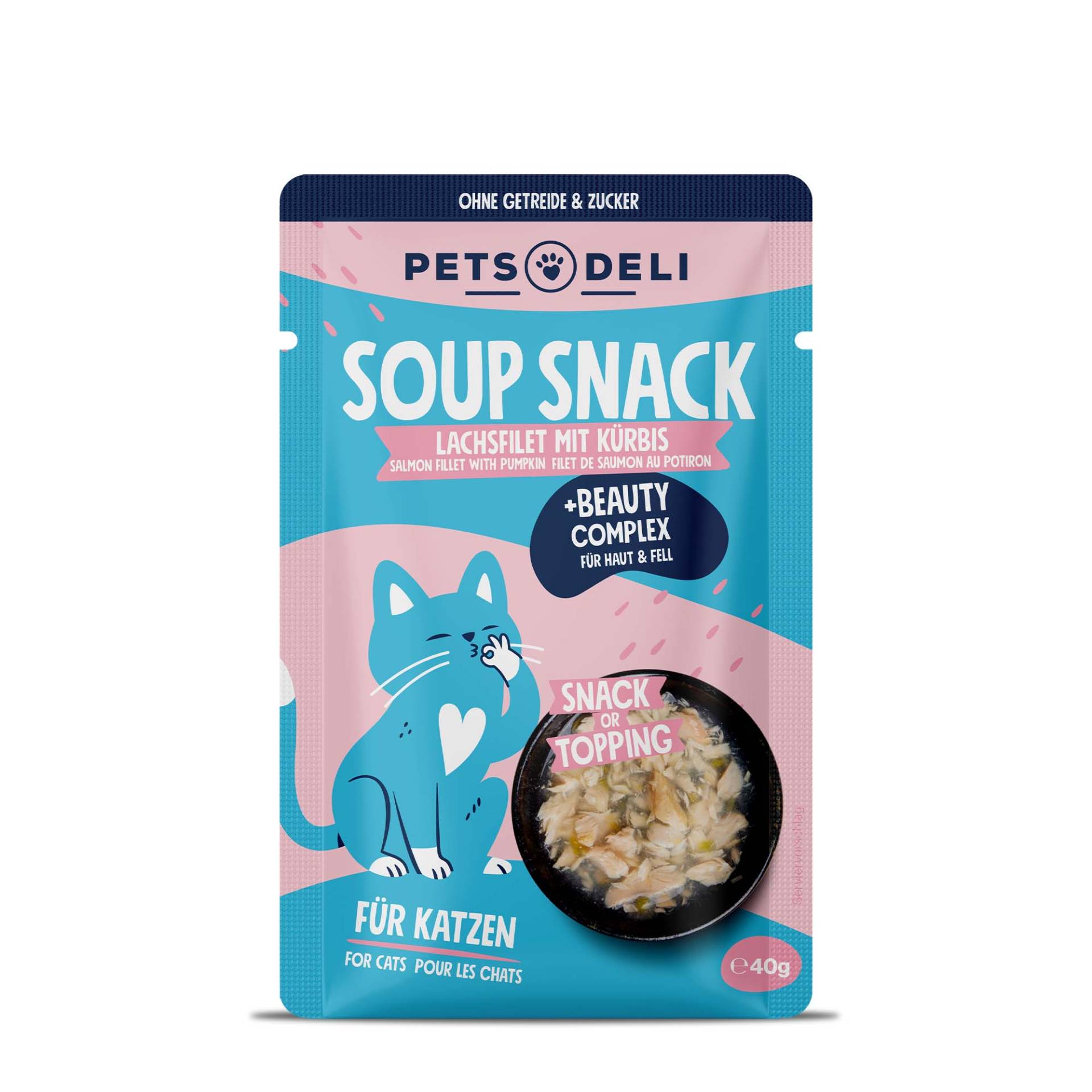 Snack Functional Suppe Beauty Lachs für Katzen - 12x40g von Pets Deli