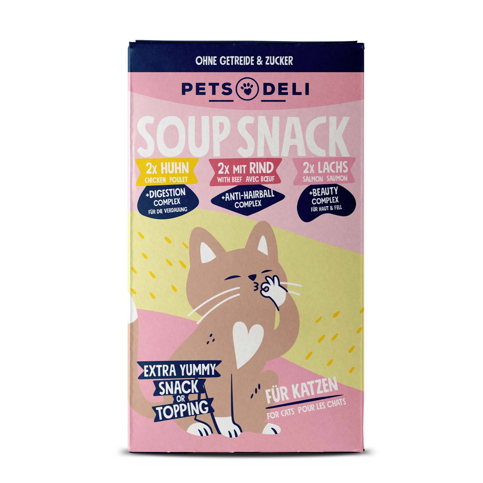 Snack Functional Suppe Multipack Beauty, Digest, Anti-Hairball für Katzen - 6x40g von Pets Deli