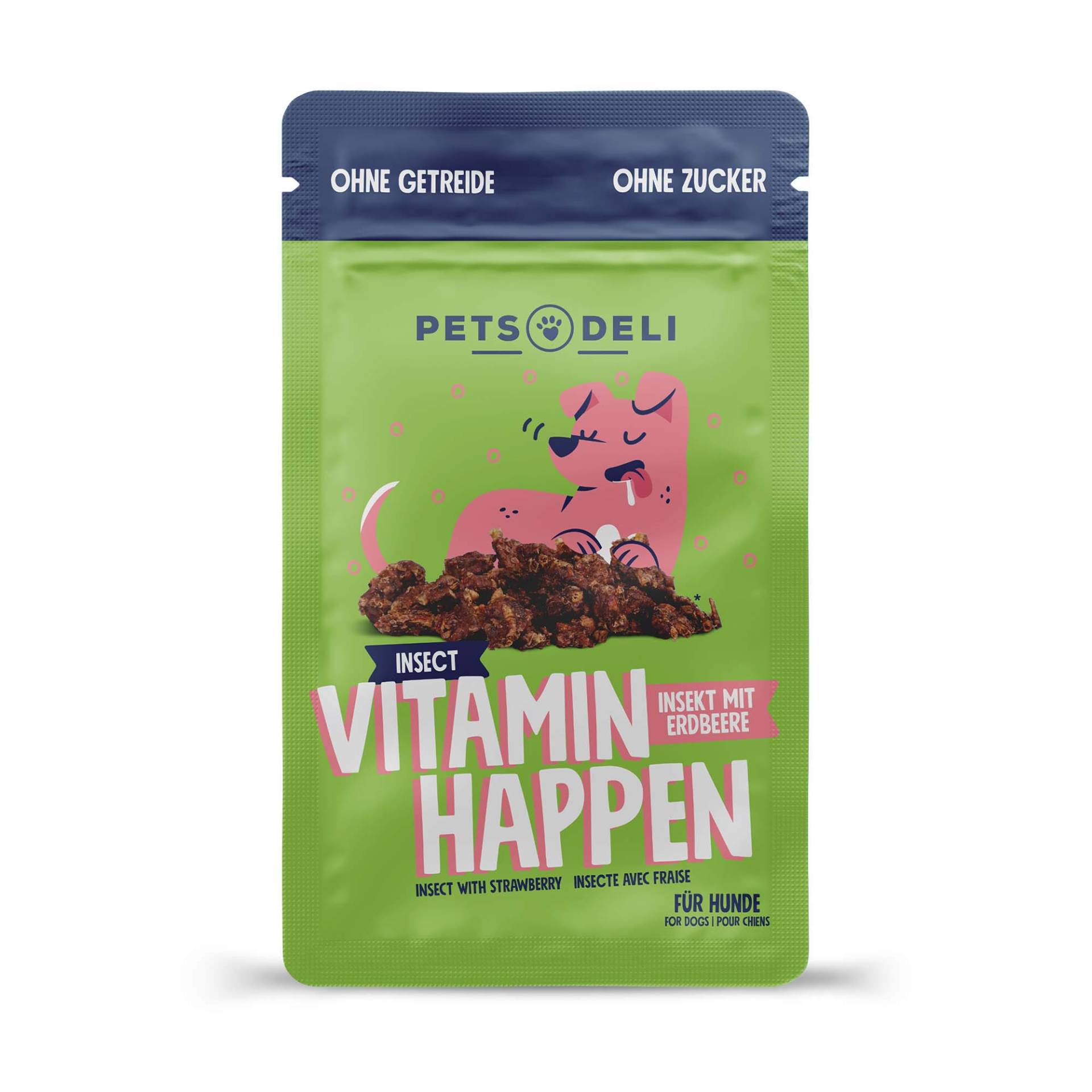 Snack Vitaminhappen Insekt mit Apfel & Erdbeere - 50g von Pets Deli