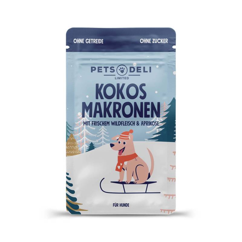 Snack Limited Kokos Makronen mit Wildfleisch & Aprikose für Hunde - 90g / Einzelpackung von Pets Deli