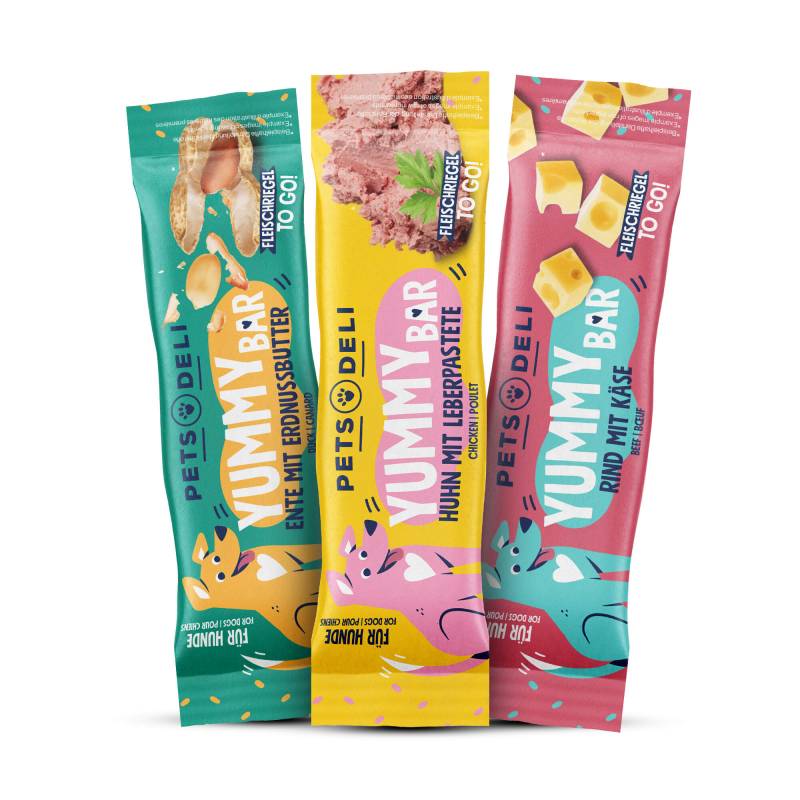 Snack Probierpaket Yummy Bar für Hunde - 3x25g von Pets Deli