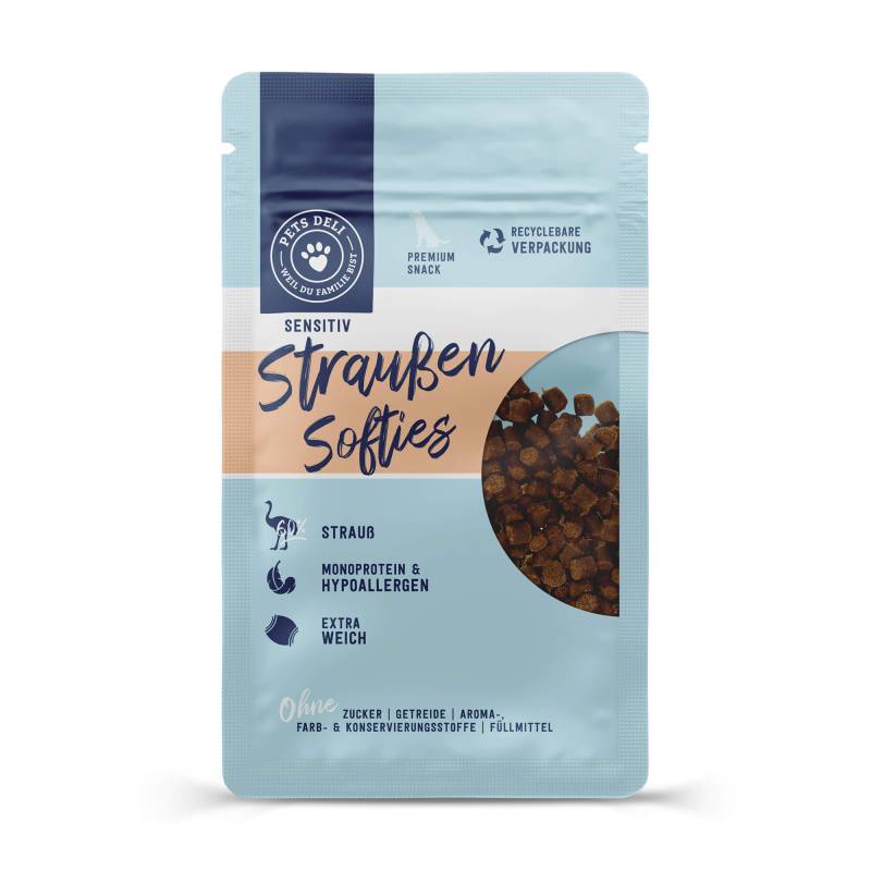 Snack Sensitiv Softies Strauß für Hunde - 90g von Pets Deli