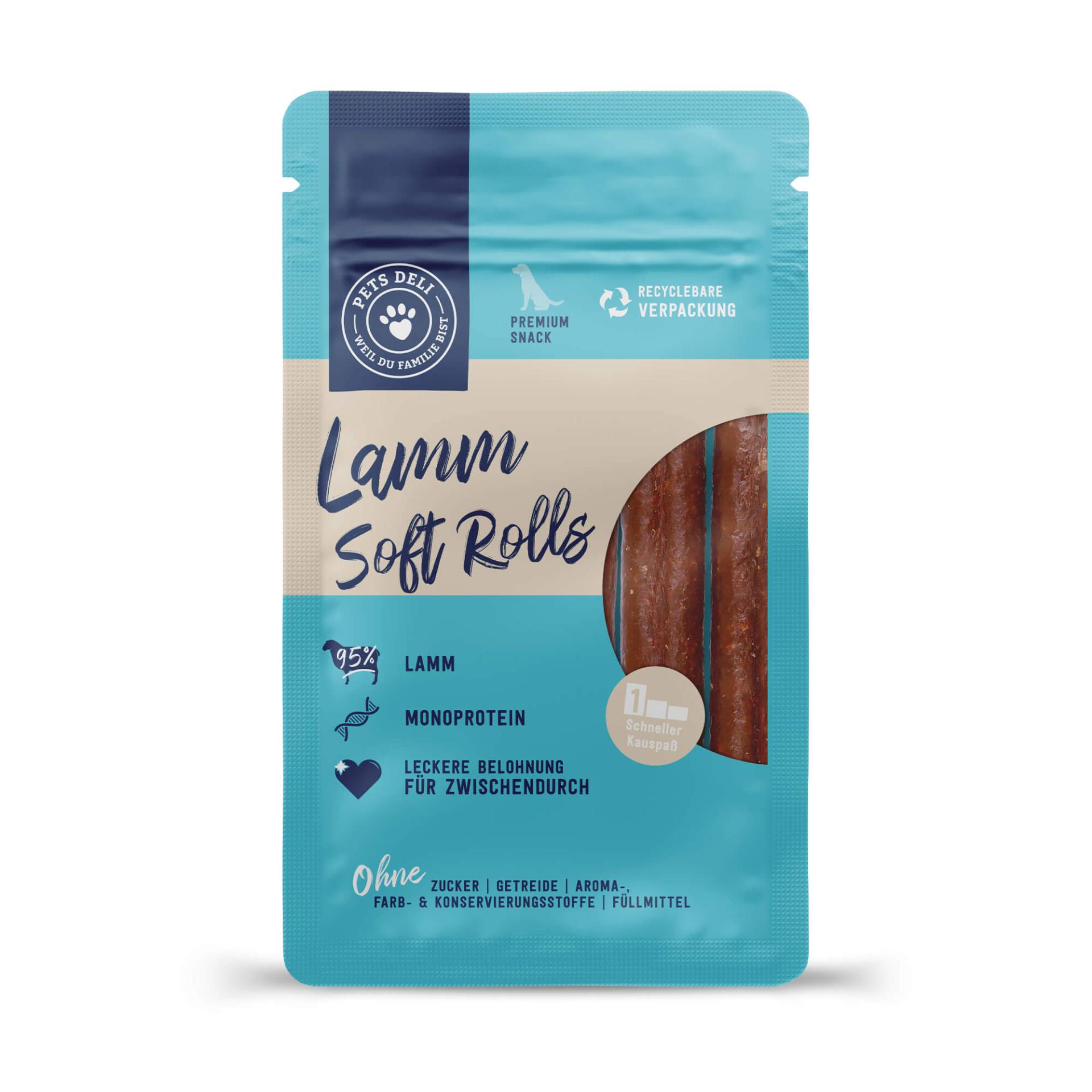 Snack Soft-Rolls Lamm für Hunde - 3 Stück von Pets Deli