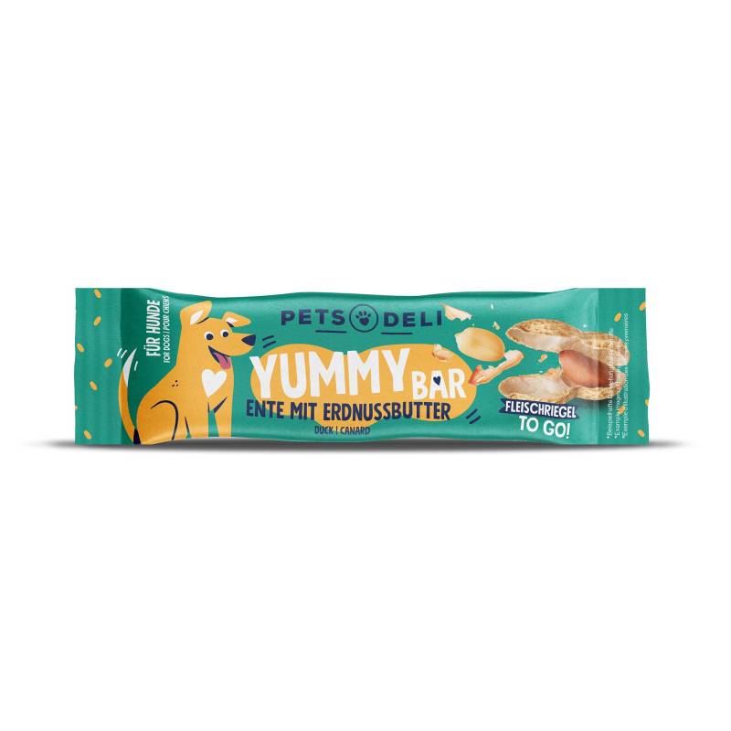 Snack Yummy Bar Ente mit Erdnussbutter für Hunde - 20x25g von Pets Deli