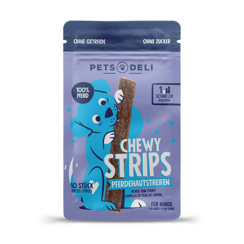 Snacks "Chewy Strips" Pferdehaut Kaustreifen für Hunde - 10 Stück von Pets Deli