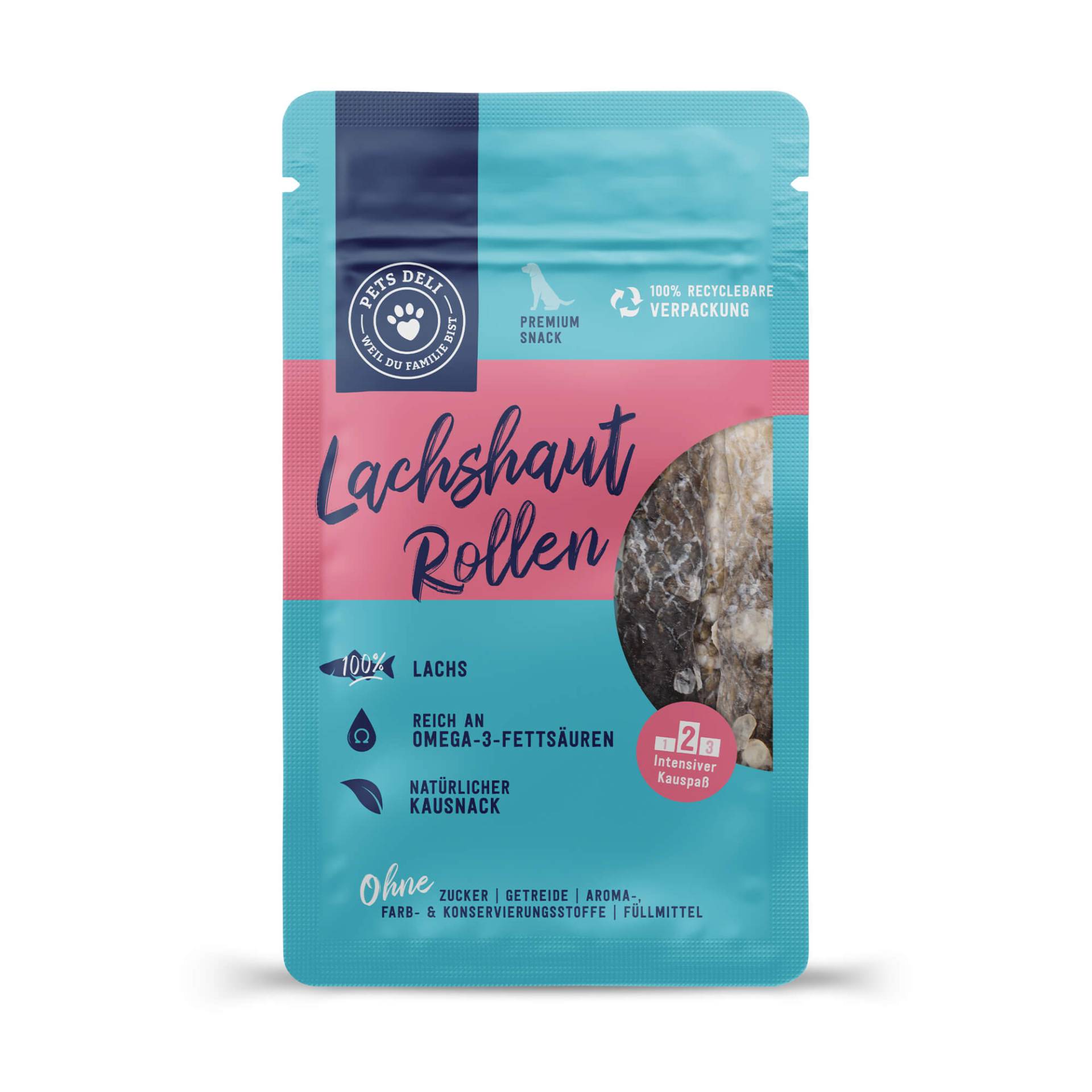 Snacks für Hunde - Lachshautrollen - getreidefrei, zuckerfrei - 90g von Pets Deli von Pets Deli