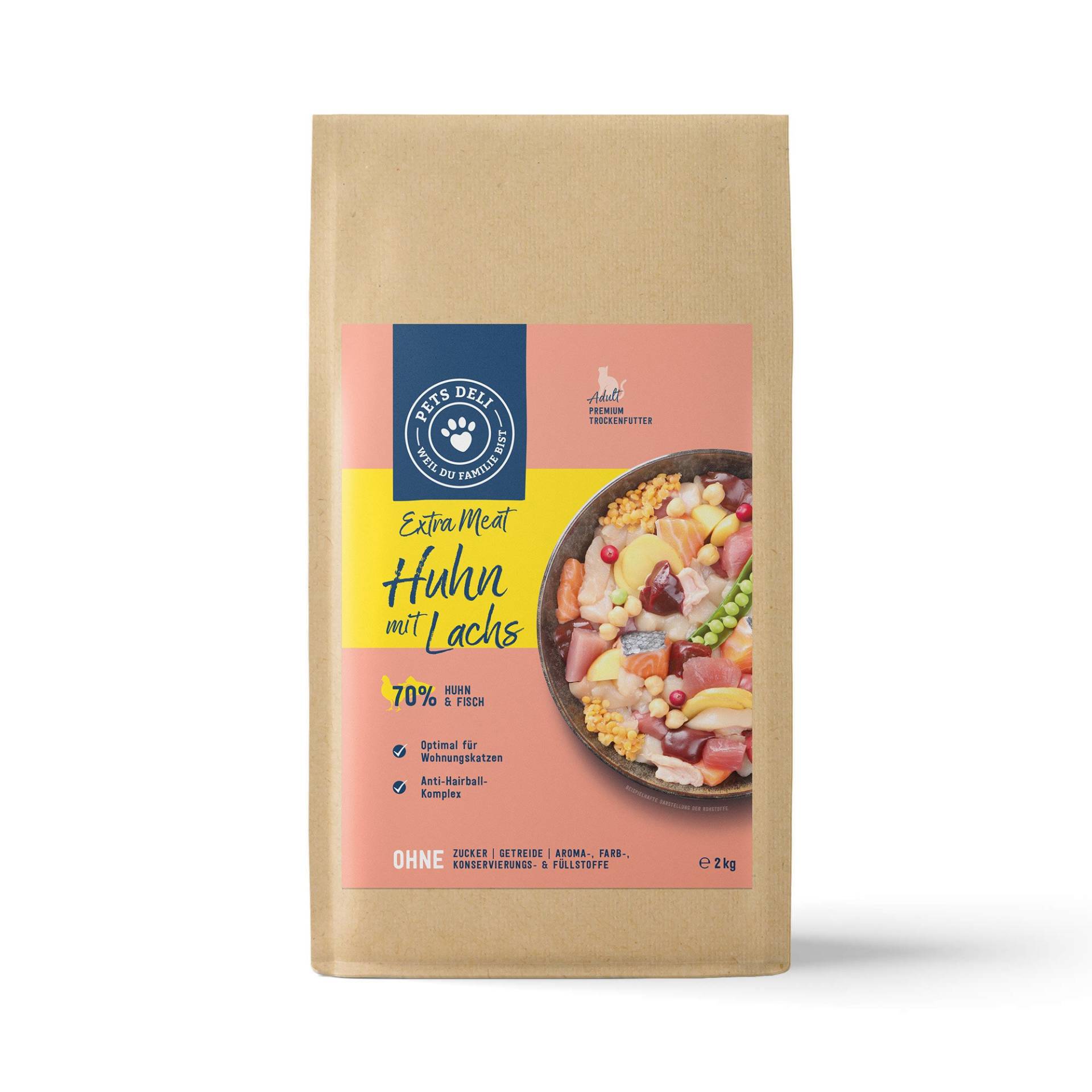 Trockenfutter Huhn mit Lachs für Katzen - 400g ✓ getreidefrei & zuckerfrei ✓ Adult von Pets Deli von Pets Deli