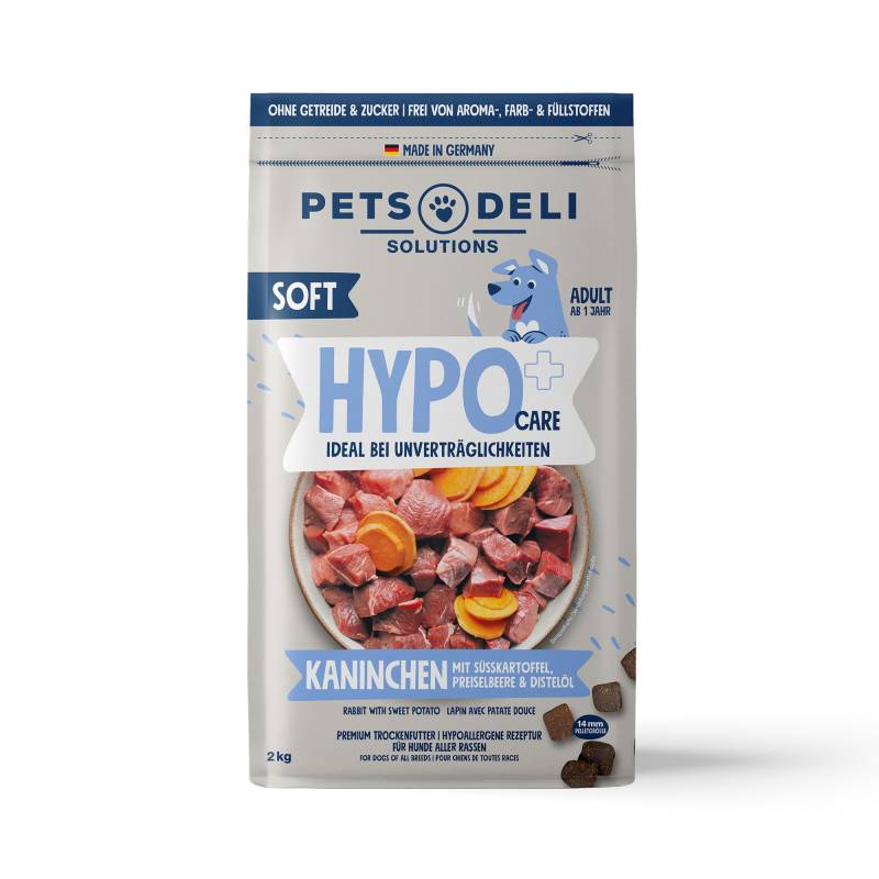 Trockenfutter Hypocare Soft Kaninchen mit Süßkartoffel, Preiselbeere und Distelöl für Hunde - 2kg von Pets Deli