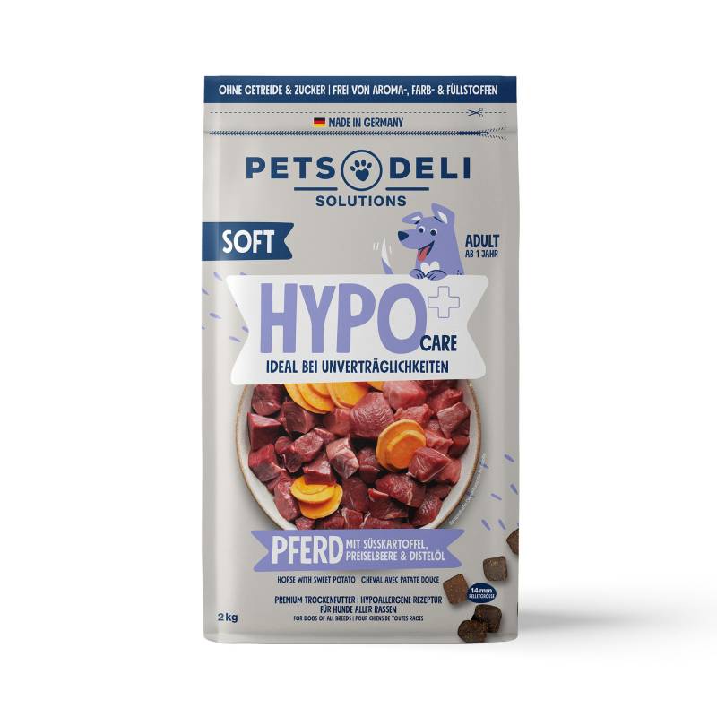 Trockenfutter Hypocare Soft Pferd mit Süßkartoffel, Preiselbeere und Distelöl für Hunde - 6kg von Pets Deli