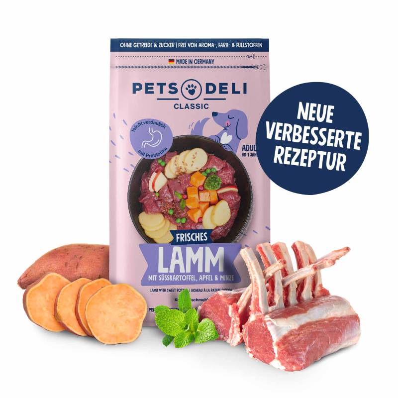 Trockenfutter Lamm mit Süßkartoffel und Minze für Hunde - Sparpaket 2x2kg von Pets Deli