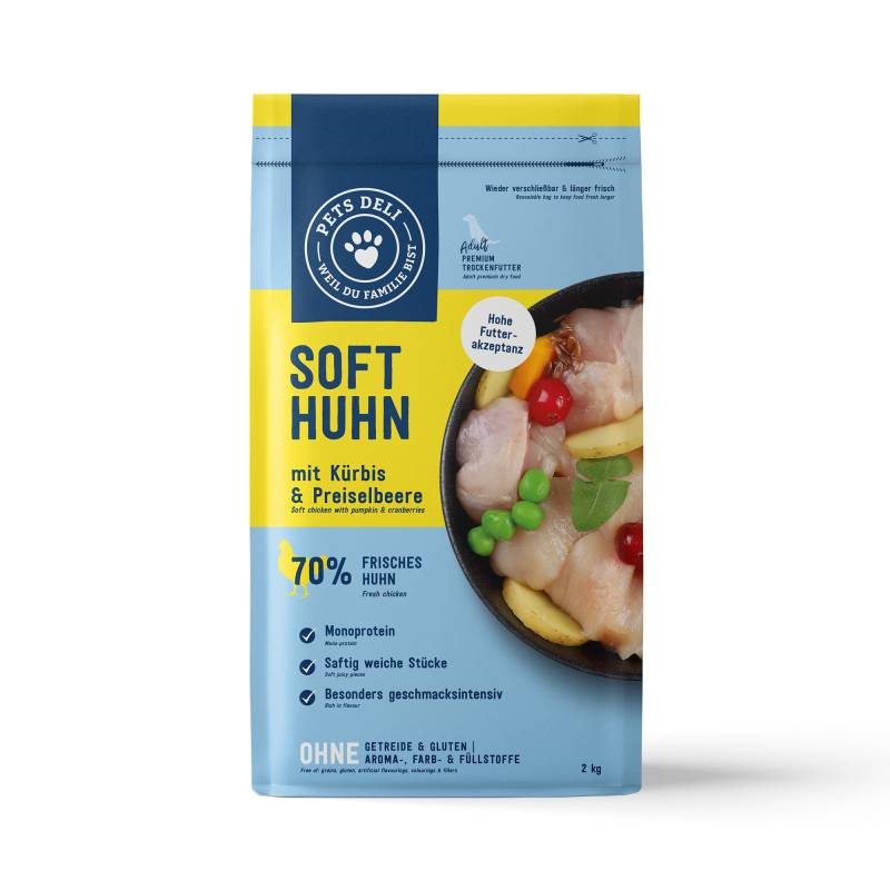 Trockenfutter Soft Huhn mit Kürbis & Preiselbeere für Hunde - 1kg von Pets Deli