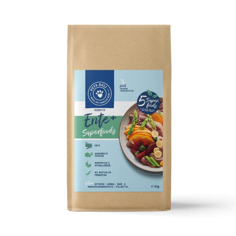 Trockenfutter Superfood Ente mit Pastinaken, Rote Beete, Orange, Spargel und Kürbis für Hunde - 6kg von Pets Deli