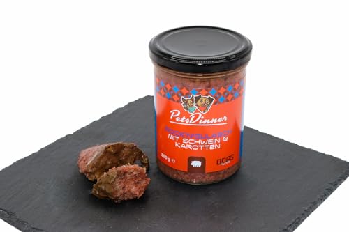 Nassfutter für Hunde - Schwein mit Äpfeln & Karotten - 6er Pack - 380-g-Gläser von Pets Dinner