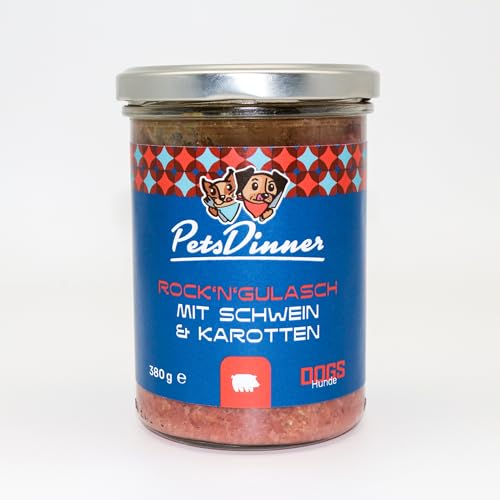 Nassfutter für Hunde - Schwein mit Äpfeln & Karotten - 6er Pack - 380-g-Gläser von Pets Dinner