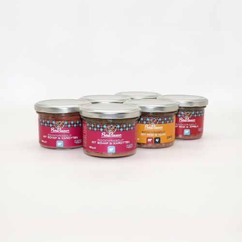 Probierset - Nassfutter für Katzen - 6er Pack - 180-g-Gläser von Pets Dinner