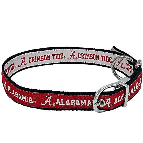 Alabama Crimson Tide NCAA Hundehalsband, wendbar, Größe M, Premium Home & Away Zweiseitiges Haustierhalsband, verstellbar mit Metallschnalle. Ihr Lieblings-College-Sportteam mit einem einzigartigen von Pets First