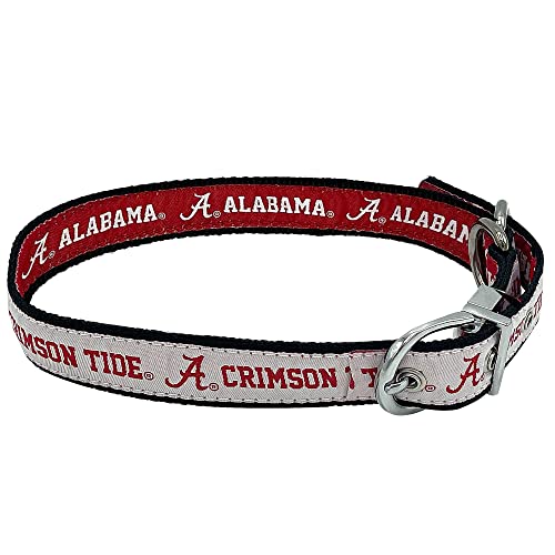 Alabama Crimson Tide NCAA Hundehalsband, wendbar, groß, Premium-Haustierhalsband, zweiseitig, verstellbar, mit Metallschnalle, Ihr Lieblings-College-Sportteam mit einem einzigartigen Design auf jeder von Pets First