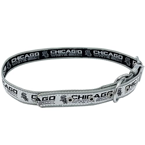 Chicago White SOX Reversible MLB Hundehalsband Large Premium Home & Away Zweiseitiges Haustierhalsband verstellbar mit Metallschnalle Ihr LieblingsMLB Baseball Team mit einzigartigem Design auf von Pets First