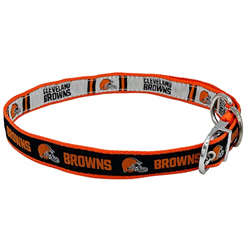 Cleveland Browns Wendbares NFL Hundehalsband, Größe M Premium Home & Away 2seitiges Haustierhalsband verstellbar mit Metallschnalle Ihr LieblingsNFL Football Team mit einzigartigem Design auf jeder von Pets First