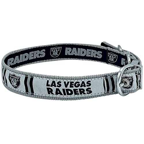 Pets First Las Vegas Raiders wendbares NFL-Hundehalsband, Größe L, hochwertiges zweiseitiges Haustierhalsband mit Ihrem Lieblings-NFL-Team von Pets First