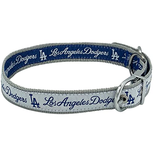 Los Angeles Dodgers Reversible MLB Hundehalsband Large Premium Home & Away Zweiseitiges Haustierhalsband verstellbar mit Metallschnalle Ihr LieblingsBaseballTeam Haustierhalsband mit einem von Pets First