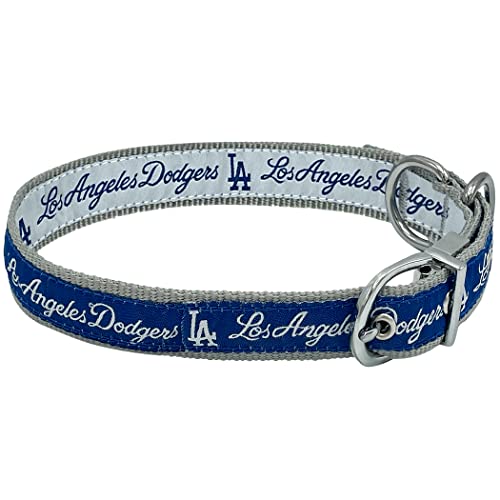 Los Angeles Dodgers Wendbares MLB Hundehalsband Medium Premium Home & Away Zweiseitiges Haustierhalsband verstellbar mit Metallschnalle Ihr LieblingsBaseballTeam Haustierhalsband mit einem von Pets First