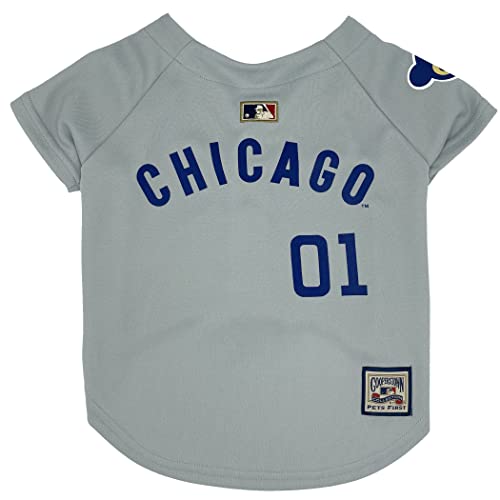 MLB Chicago Cubs Vintage Throwback-Trikot für Hunde & Katzen in Team-Farbe. Bequemes Polyester-Baumwoll-Material, Größe S von Pets First