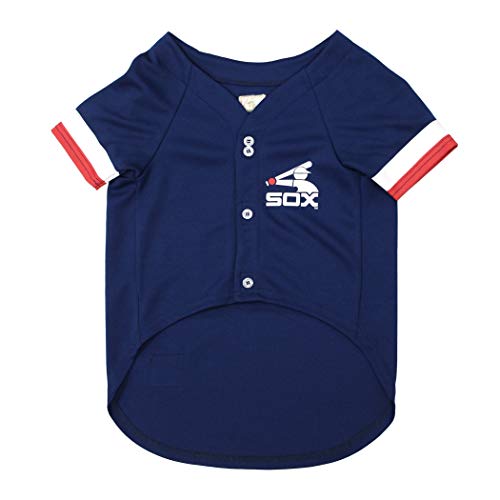 MLB Chicago White SOX Vintage Throwback Jersey für Hunde & Katzen in Teamfarbe. Bequemes Polyester-Baumwoll-Material, Größe S von Pets First