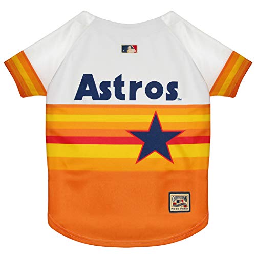 MLB Houston Astros Vintage-Throwback-Trikot für Hunde und Katzen, Team-Farbe, bequemes Polycotton-Material, Größe XL von Pets First