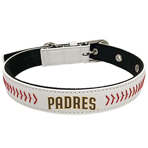 MLB Hundehalsband San Diego Pads New Signature Pro PVC Leder Premium Pet Halsbänder Extra Robust & Langlebig Super Stylisch Größe L verstellbar 50,8-73,7 cm Länge x 2,5 cm Breite von Pets First